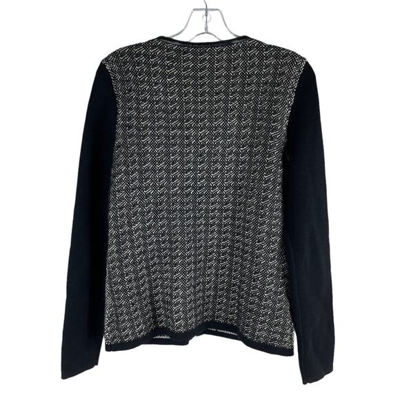 Talbots Merino Wool Knit Zip Jacket Black Cream Size S - Picture 5 of 7